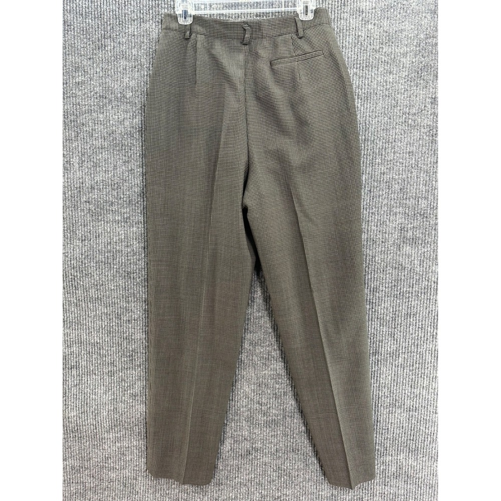 Zanella Trousers Women 10 Brown Excellent Wool Pleated Houndstooth Hepburn/Bis - Picture 2 of 11